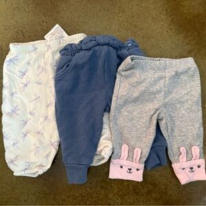 ✨5/$25✨ 3 month girl Adorable Baby Pants Set Bundle - Blue, Gray, and White